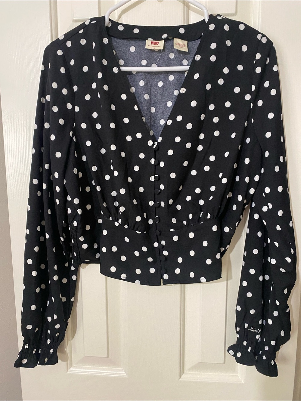 Levi's Polka Dot Blouse Black & White Medium Like New